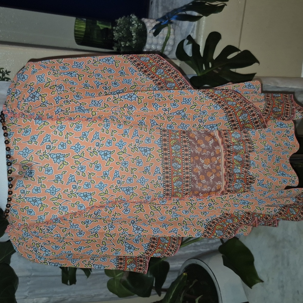 Moda International Orange and Brown Floral Top - Picture 4 of 6